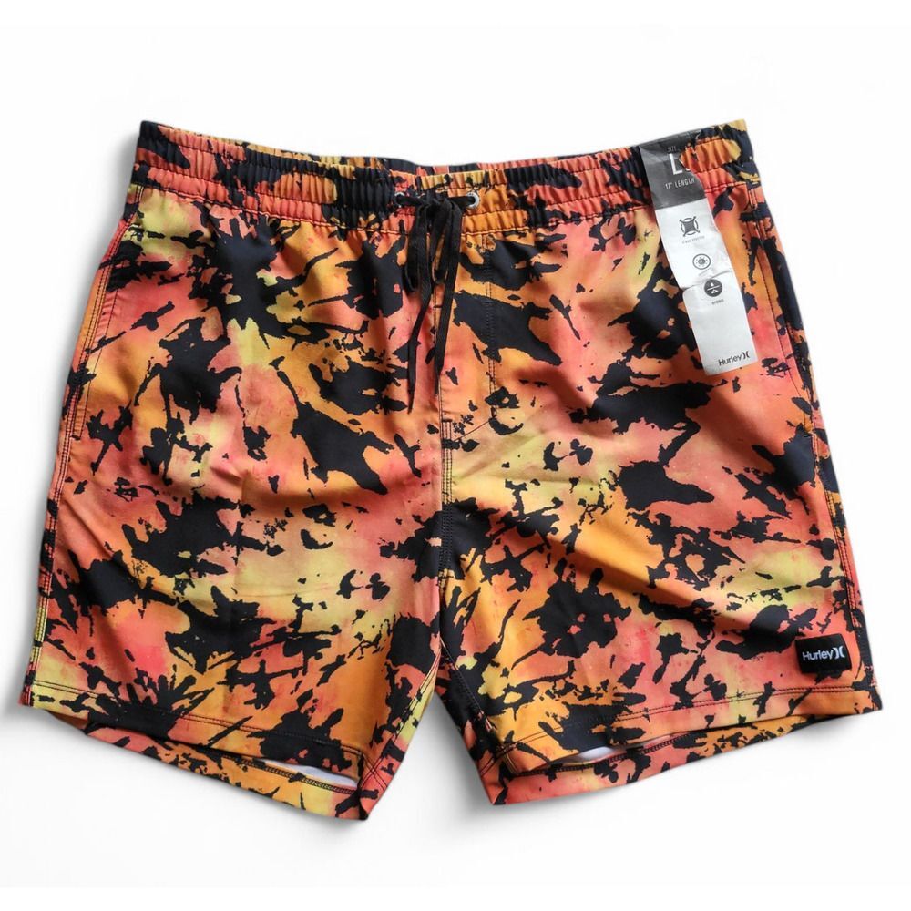 NWT Hurley Men's Cannonball 17" Hybrid Shorts Ember Volley Swim Trunks Size L